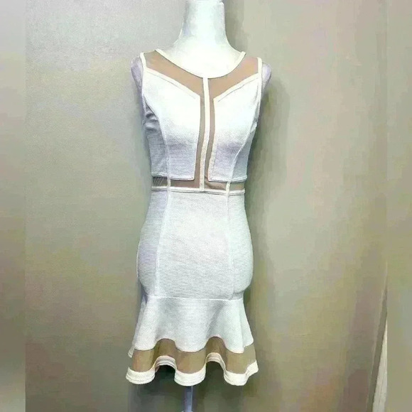 Alt B Dresses & Skirts - NWT White and sheer tan stretch dress